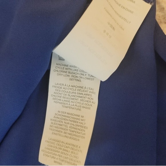 J. Crew Royal Blue Tassel Trim Long Sleeve Tunic Polyester Blouse Top Size 2 - Picture 7 of 11